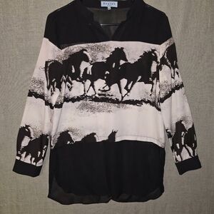 Black and Cream Horse Print Blouse